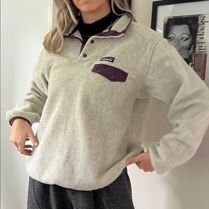 Patagonia Gray and Purple Fleece Sweatshirt